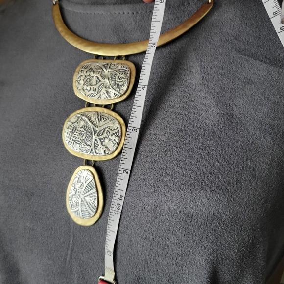 Chico's Gold & Silver Toned Statement Pendant Necklace - Artisan Style - Picture 5 of 8